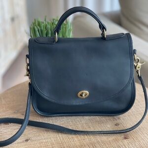 Vintage Black Leather Crossbody Bag